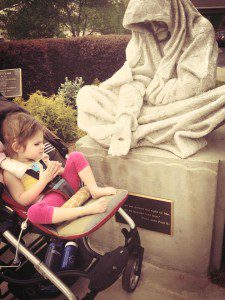 Our youngest daughter visiting the Memorial to the Unborn