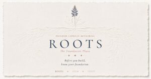 ROOTS Catholic mentoring foundation phase -- botanical illustration of lupine plant with root system on textured paper by Flourish